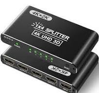HDMI Splitter 1 in 4 Out, 4K HDMI Splitter for Dual Monitors/Mirror