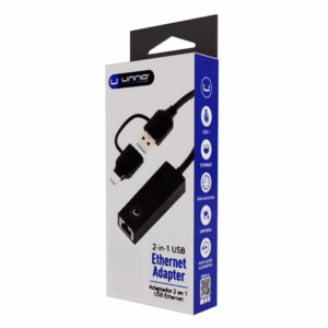 UNNO Tekno 2-in1 USB Ethernet Adapter AD3007BK